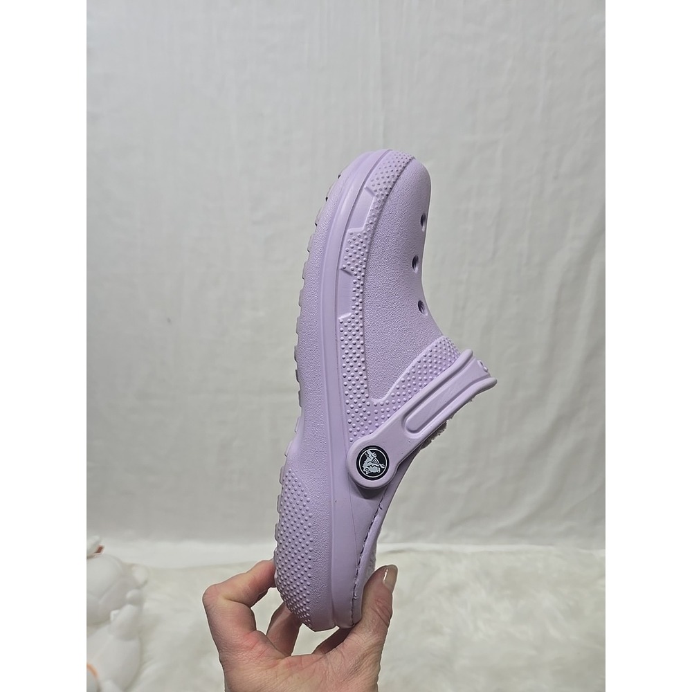 Crocs Classic Fleece Lined Purple Clogs Slip On Shoes M6 W8 - Picture 6 of 9